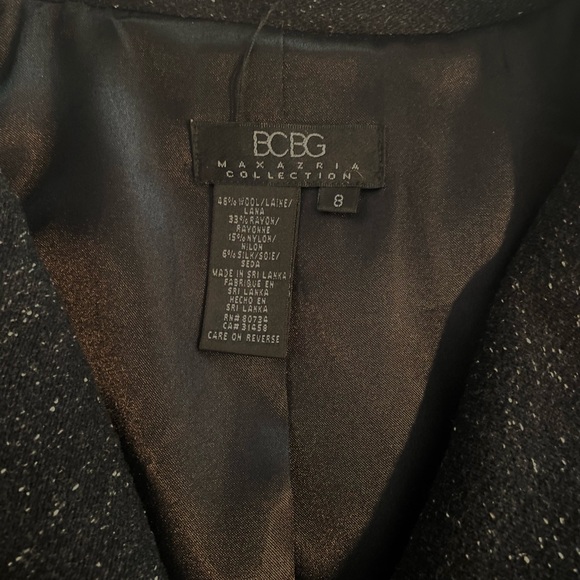 Vintage Y2K BCBG MAXAZRIA charcoal speckled wool trench w/ beading. Size 8 - Picture 7 of 7